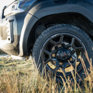 A 20x9 Hornet matte black alloy wheel