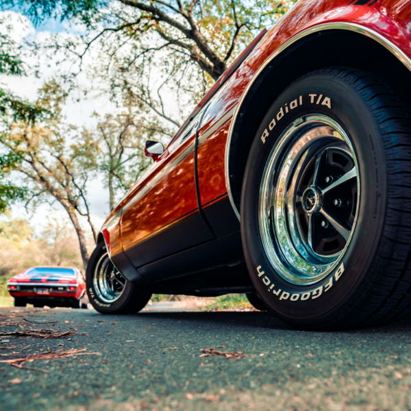 A muscle car sat on on BFG Radial tyres