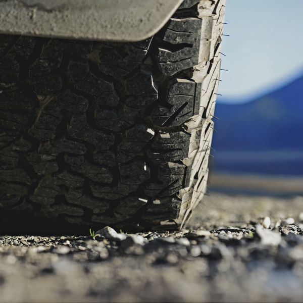 A close up of the tread of a All Terrain Tyres thats Balanced Performance On and Off Road