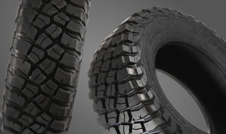 A close up Mud-Terrain tyre on background