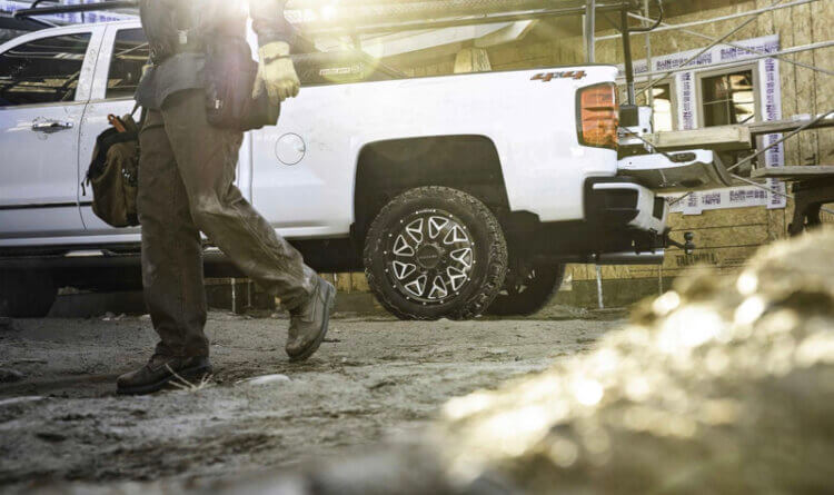 A 4x4 on a building site sat BFGoodrich Tyres