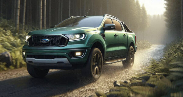 Ford Ranger Hybrid on a forest track for ford ranger Hybrid tyres
