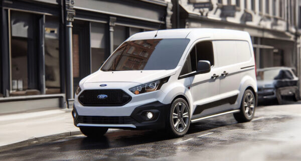 Ford Transit Connect working on a high street sat on Ford Transit Connect Tyres