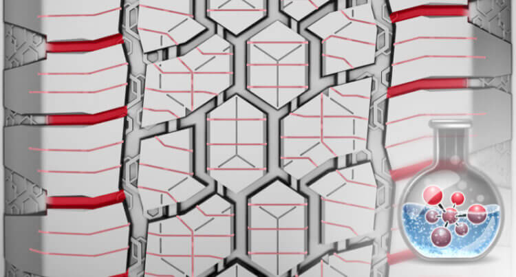 A diagram showing the tread for the General Grabber Cross A/S and its all Season Capability