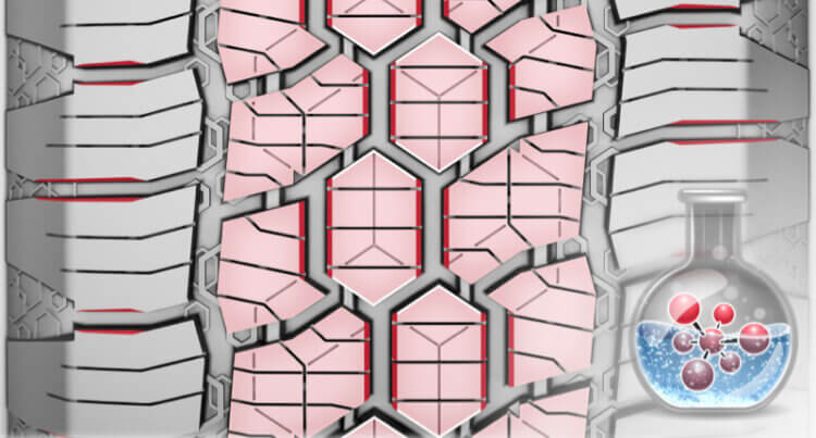 A diagram showing the tread showing the General Grabber Cross A/S has tough trial capability
