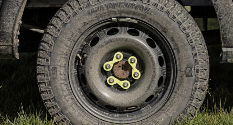 The general Van Tyres sat on a working van showing its the The Ultimate Van All terrain Tyre