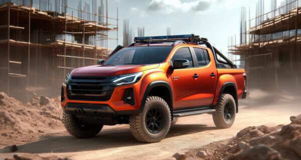 Isuzu D-Max working on a building site sat on Isuzu D-Max Tyres