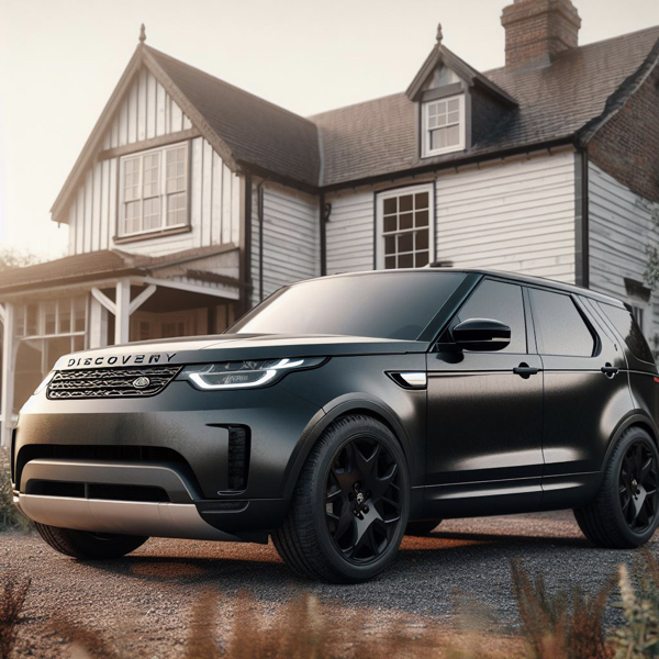 Land Rover Discovery in front of a county house in the uk sat on Land Rover Discovery tyres
