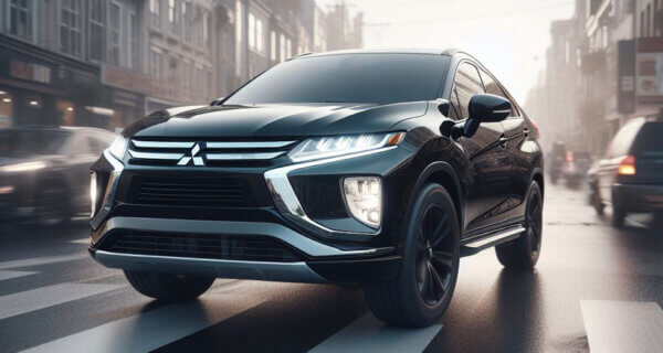 Mitsubishi eclipse cross driving through a town sat on Mitsubishi eclipse cross Tyres