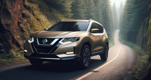 Nissan X-Trail under a bridge on a forest road sat on Nissan X-Trail Tyres