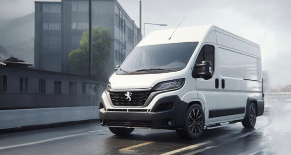 Peugeot Boxer working on a high street sat on Peugeot BoxerTyres