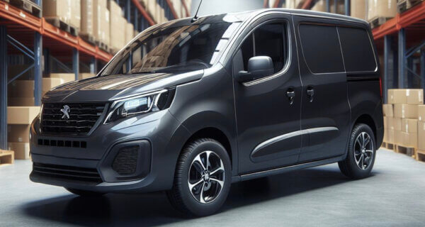 Peugeot Partner working in front of a warehouse unit sat on Peugeot Partner tyres