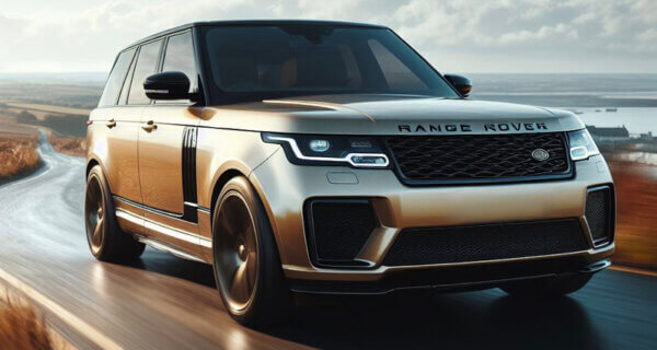 Range Rover Velar driving down a coastal road sat on Range Rover Velar Tyres