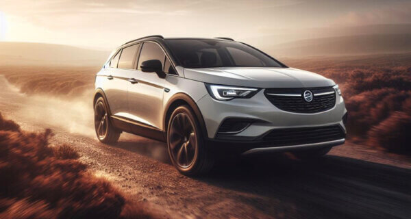Vauxhall Grandland driving on a dusty track UK sat on Vauxhall-Grandland Tyres