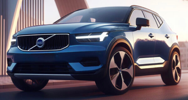 Volvo XC40 parked in front of a modern building sat on Volvo XC40 Tyres