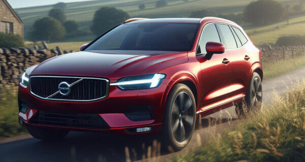 Volvo XC60 driving on a country road sat on Volvo XC60 tyres