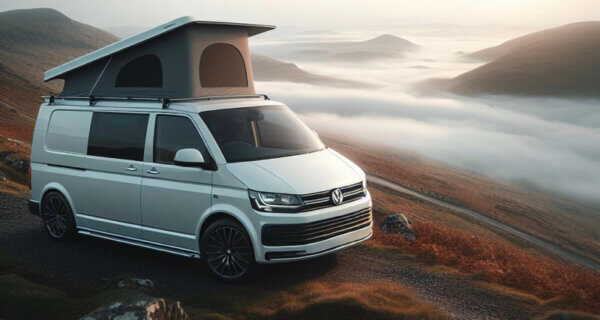 VW California parked on a mountain side in wales sat on VW California Tyres